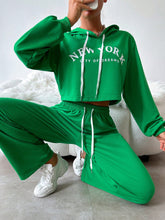 Women'S Letter Print Hoodie And Sweatpants Tracksuit Set